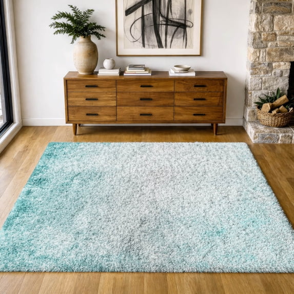 Addison Rugs Dream Shag Premium Machine Washable Transitional Modern Teal Rectangle Rug, 5' x 7'6"