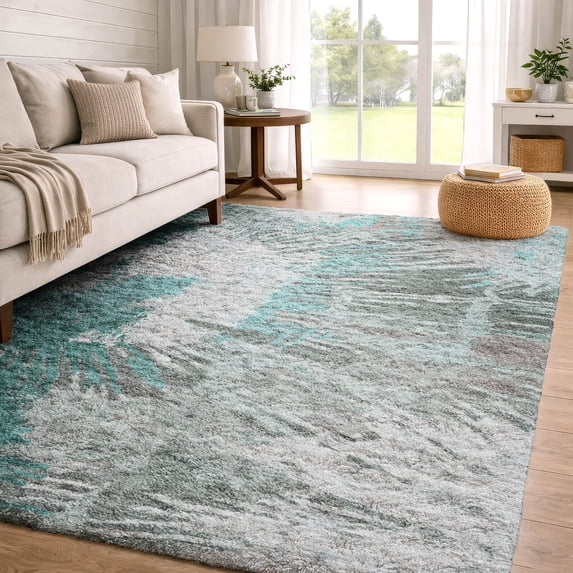 Addison Rugs Dream Shag Premium Machine Washable Transitional Modern Teal Rectangle Rug, 5' x 7'6"