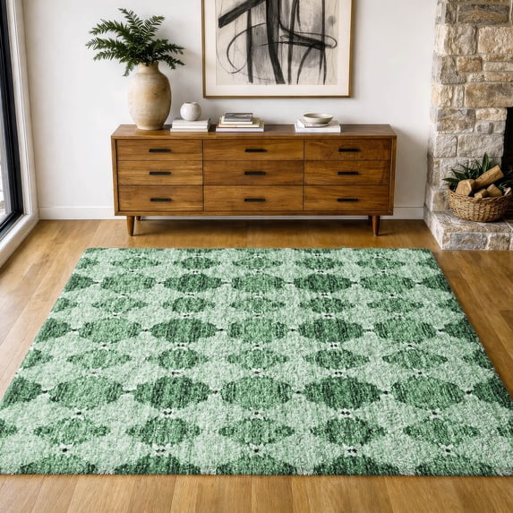 Addison Rugs Dream Shag Premium Machine Washable Transitional Moroccan Emerald Rectangle Rug, 5' x 7'6"