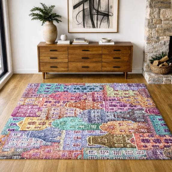 Addison Rugs Dream Shag Premium Machine Washable Transitional Novelty Red Rectangle Rug, 5' x 7'6"