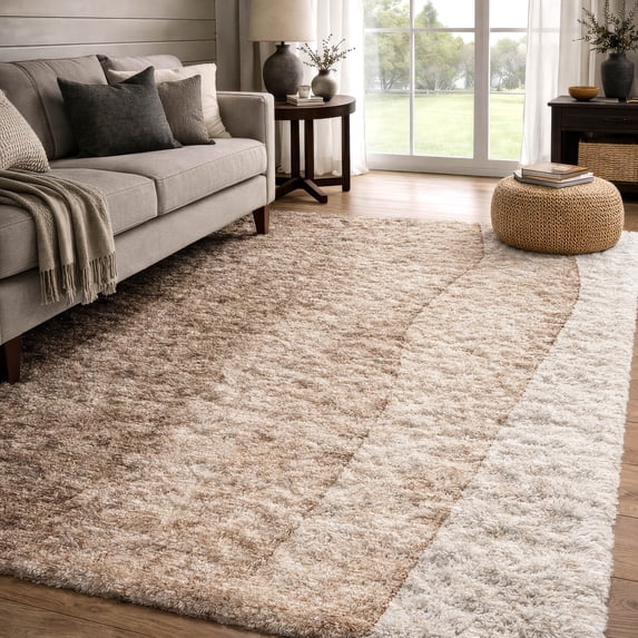 Addison Rugs Dream Shag Premium Machine Washable Transitional Ombre Brown Rectangle Rug, 10' x 14'