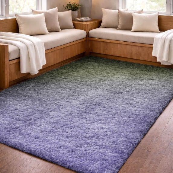 Addison Rugs Dream Shag Premium Machine Washable Transitional Ombre Olive Rectangle Rug, 3' x 5'