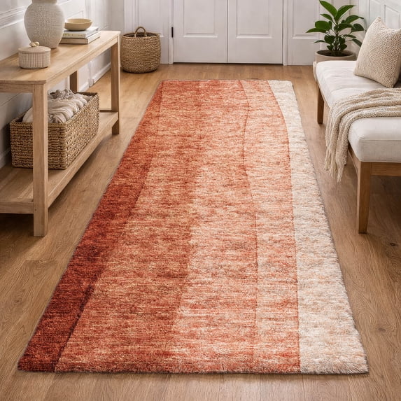 Addison Rugs Dream Shag Premium Machine Washable Transitional Ombre Paprika Runner Rug, 2'3" x 7'6"