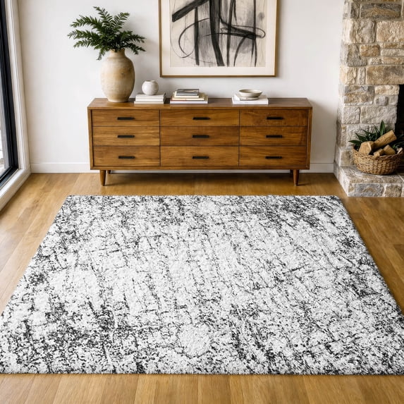 Addison Rugs Dream Shag Premium Machine Washable Transitional Organic Black Rectangle Rug, 10' x 14'