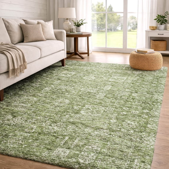 Addison Rugs Dream Shag Premium Machine Washable Transitional Panel Aloe Rectangle Rug, 10' x 14'