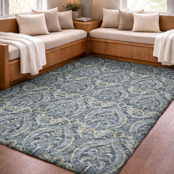 Addison Rugs Dream Shag Premium Machine Washable Transitional Panel Blue Rectangle Rug, 9' x 12'