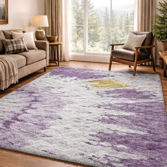 Addison Rugs Dream Shag Premium Machine Washable Transitional Spiral Purple Rectangle Rug, 5' x 7'6"