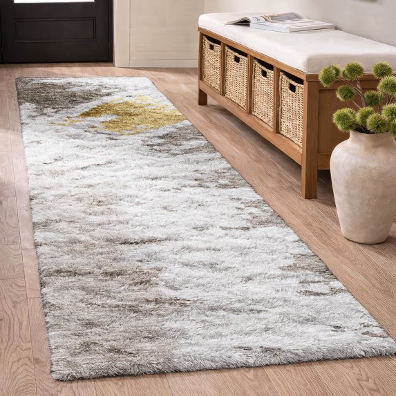 Addison Rugs Dream Shag Premium Machine Washable Transitional Spiral Taupe Runner Rug, 2'3" x 7'6"