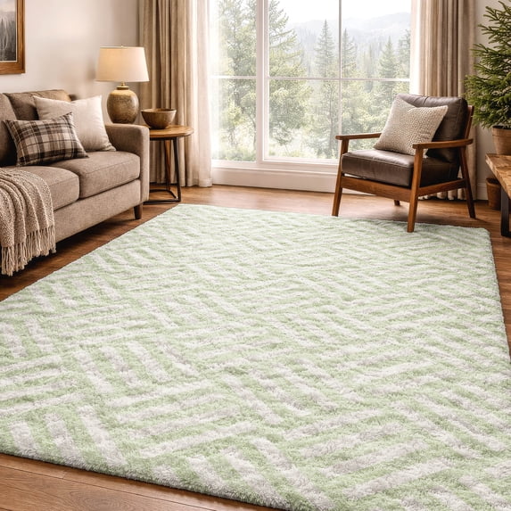 Addison Rugs Dream Shag Premium Machine Washable Transitional Squares Mint Rectangle Rug, 5' x 7'6"