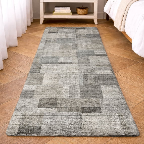 Addison Rugs Dream Shag Premium Machine Washable Transitional Squares Taupe Runner Rug, 2'3" x 7'6"