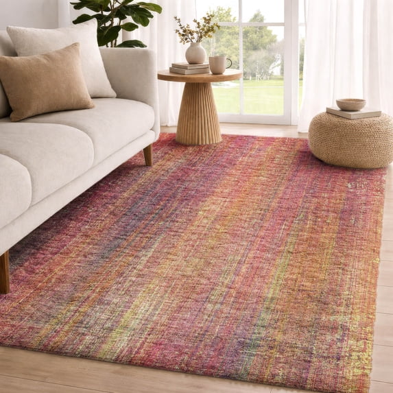 Addison Rugs Dream Shag Premium Machine Washable Transitional Striped Red Rectangle Rug, 5' x 7'6"