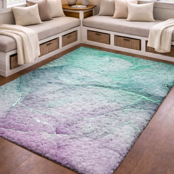 Addison Rugs Dream Shag Premium Machine Washable Transitional Watercolors Aloe Rectangle Rug, 10' x 14'