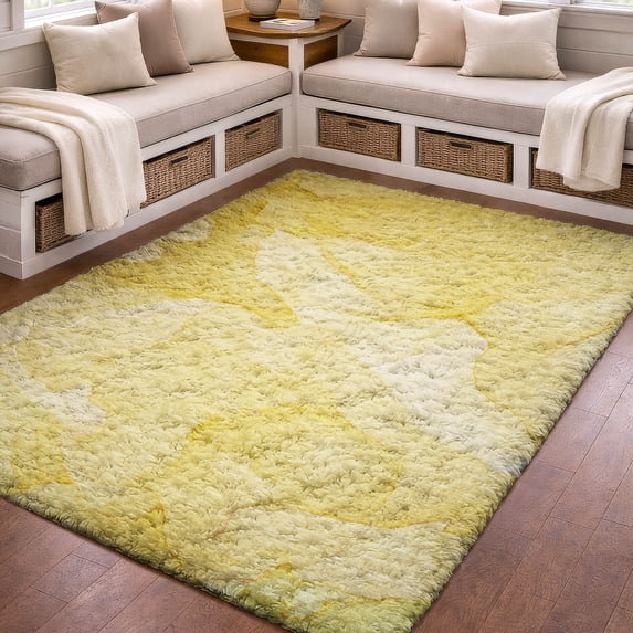 Addison Rugs Dream Shag Premium Machine Washable Transitional Watercolors Gold Rectangle Rug, 8' x 10'
