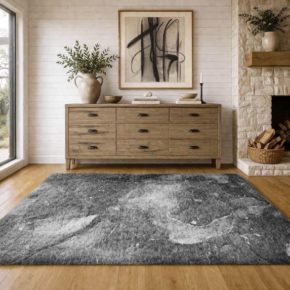 Addison Rugs Dream Shag Premium Machine Washable Transitional Watercolors Gray Rectangle Rug, 9' x 12'