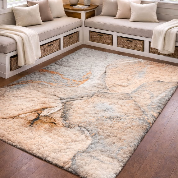 Addison Rugs Dream Shag Premium Machine Washable Transitional Watercolors Orange Rectangle Rug, 8' x 10'
