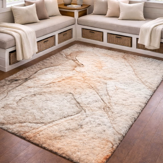 Addison Rugs Dream Shag Premium Machine Washable Transitional Watercolors Orange Rectangle Rug, 8' x 10'