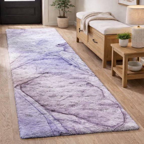 Addison Rugs Dream Shag Premium Machine Washable Transitional Watercolors Purple Runner Rug, 2'3" x 7'6"