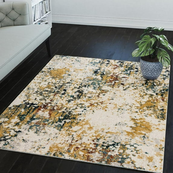 Addison Rugs Grayson 5'1" x 7'5" Plush Abstract Fabric Area Rug in Earth/Multi