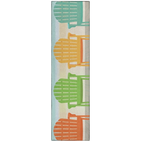 Addison Rugs Harpswell AHP31 Blue 2'3" x 7'6" Indoor Outdoor Runner Rug, Easy Clean, Machine Washable, Non Shedding, Entryway, Hallway, Living Room, Dining Room, Kitchen, Patio Rug