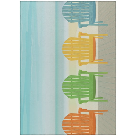 Addison Rugs Harpswell AHP31 Blue 8' x 10' Indoor Outdoor Area Rug, Easy Clean, Machine Washable, Non Shedding, Bedroom, Living Room, Dining Room, Kitchen, Patio Rug