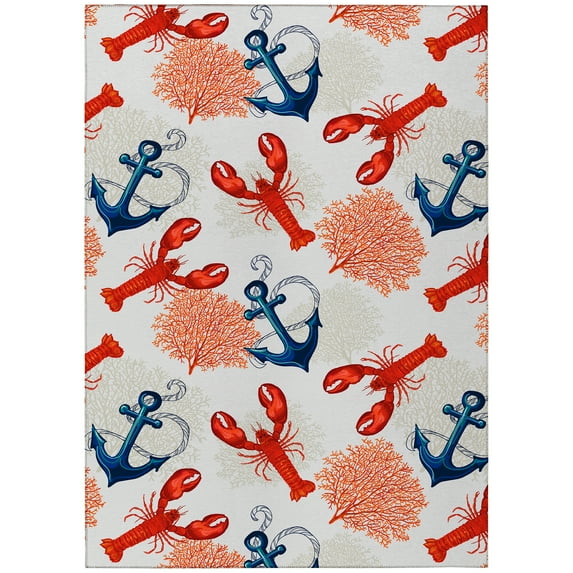 Addison Rugs Harpswell AHP34 Red 8' x 10' Indoor Outdoor Area Rug, Easy Clean, Machine Washable, Non Shedding, Bedroom, Living Room, Dining Room, Kitchen, Patio Rug