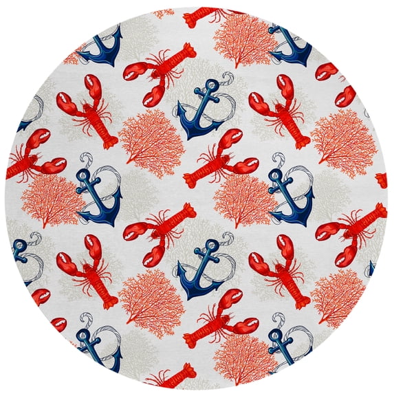 Addison Rugs Harpswell AHP34 Red 8' x 8' Indoor Outdoor Area Rug, Easy Clean, Machine Washable, Non Shedding, Bedroom, Living Room, Dining Room, Kitchen, Patio Rug