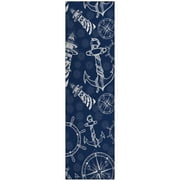 Addison Rugs Harpswell AHP39 Blue 2'3" x 7'6" Indoor Outdoor Runner Rug, Easy Clean, Machine Washable, Non Shedding, Entryway, Hallway, Living Room, Dining Room, Kitchen, Patio Rug