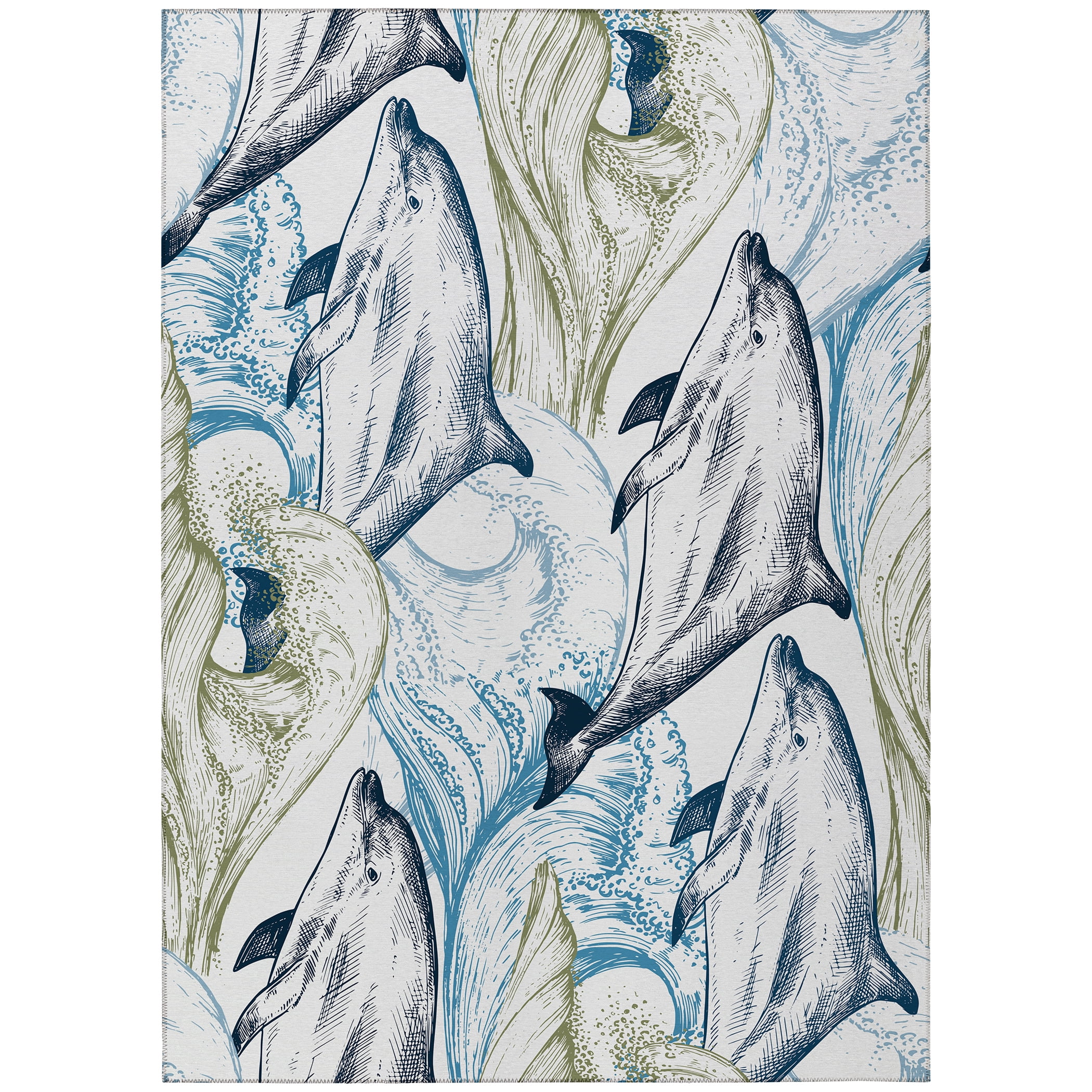Addison Rugs Harpswell AHP40 Blue 2'6" x 3'10" Indoor Outdoor Area Rug, Easy Clean, Machine Washable, Non Shedding, Bedroom, Living Room, Dining Room, Kitchen, Patio Rug