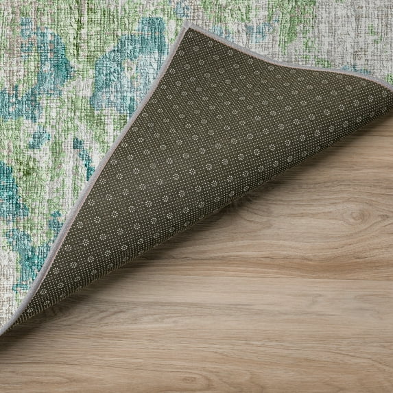Accord AAC35 Green Washable 3 ft x 5 ft Rug