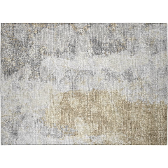 Addison Rugs Indoor/ Outdoor Accord Abstract Polyester Washable Rug New 1'8" x 2'6" - Silver and Gold