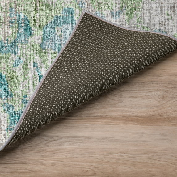 Addison Rugs Indoor/ Outdoor Accord Modern Abstract Polyester Washable Rug New 10' x 14' - Teal Green Taupe