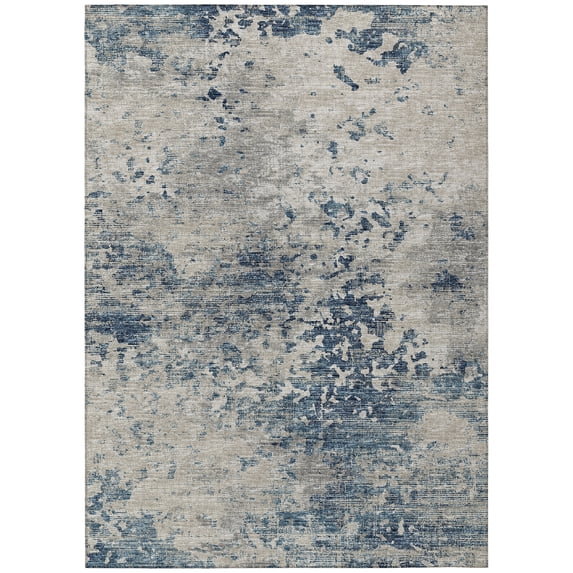 Addison Rugs Indoor/ Outdoor Accord Modern Abstract Polyester Washable Rug New 8' x 10' - Navy Taupe