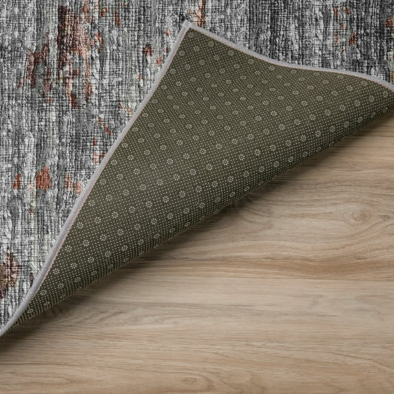 Addison Rugs Indoor/ Outdoor Accord Modern Brushstrokes Polyester Washable Rug New 1'8" x 2'6" - Mauve Gold Grey