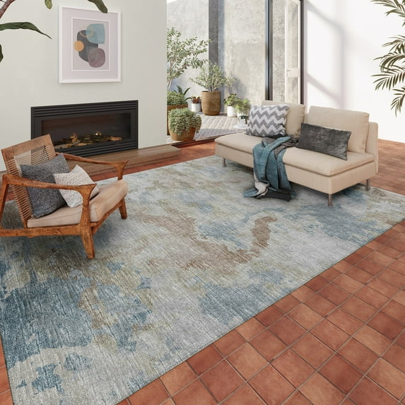 Addison Rugs Indoor/ Outdoor Accord Modern Polyester Washable Rug New 8' x 10' - Mocha Teal