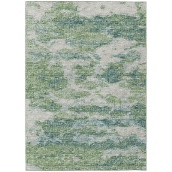 Addison Rugs Indoor/ Outdoor Accord Modern Waves Washable Rug New 9' x 12' - Green Teal Denim