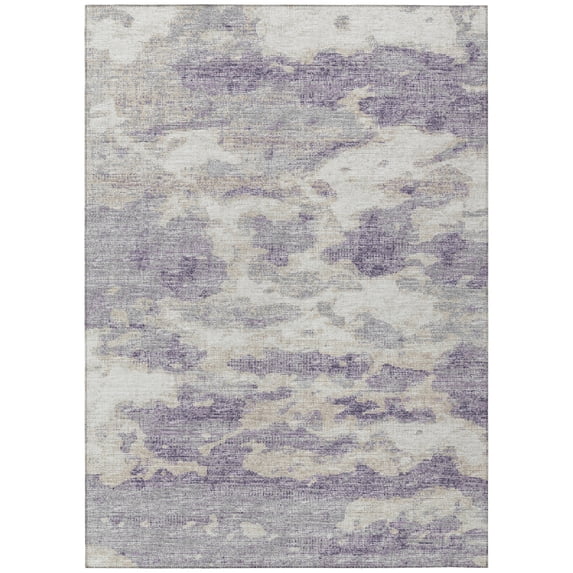 Addison Rugs Indoor/ Outdoor Accord Modern Waves Washable Rug New 9' x 12' - Purple Mauve Silver