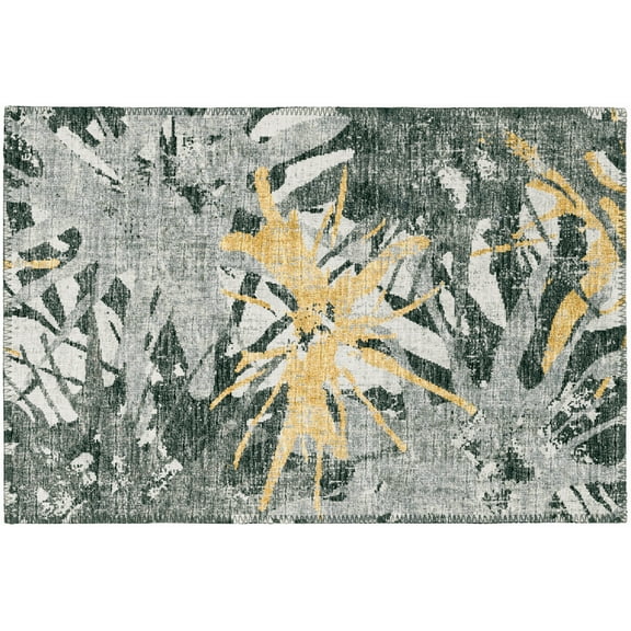 Addison Rugs Indoor/ Outdoor Addison Bravado Abstract Starburst Washable Area Rug 1'8" x 2'6" - Gilded