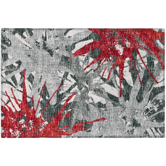 Addison Rugs Indoor/ Outdoor Addison Bravado Abstract Starburst Washable Area Rug 1'8" x 2'6" - Red
