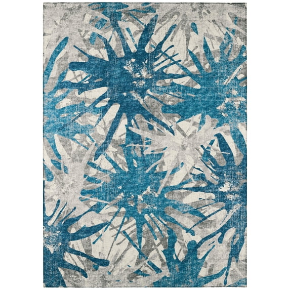 Addison Rugs Indoor/ Outdoor Addison Bravado Abstract Starburst Washable Area Rug 10' x 14' - Blue