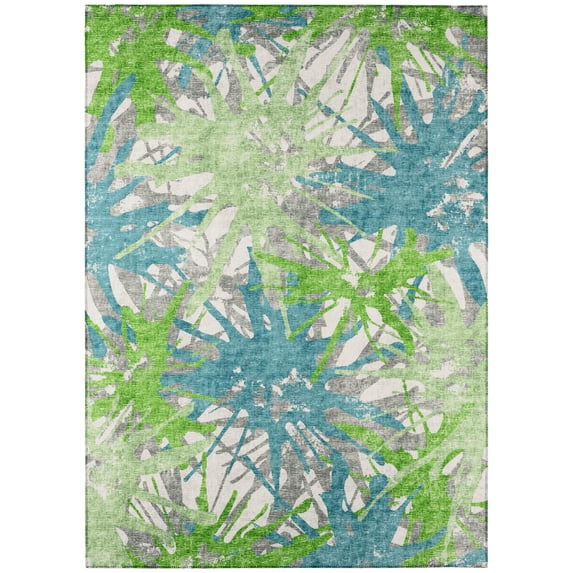 Addison Rugs Indoor/ Outdoor Addison Bravado Abstract Starburst Washable Area Rug 5' x 7'6" - Green
