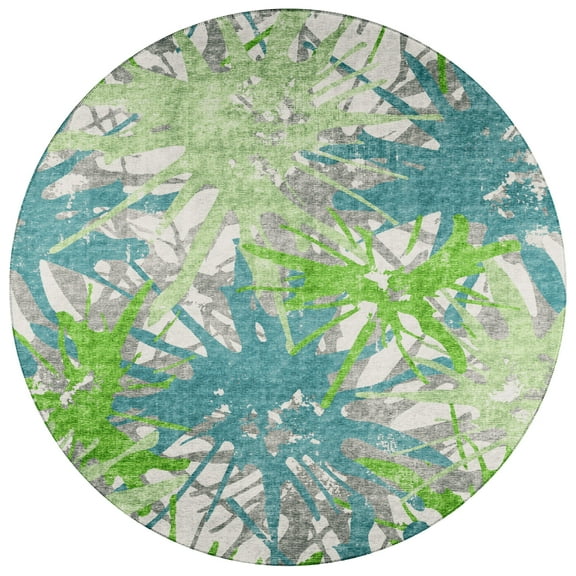 Addison Rugs Indoor/ Outdoor Addison Bravado Abstract Starburst Washable Area Rug 8' x 8' - Green