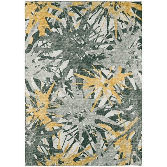 Addison Rugs Indoor/ Outdoor Addison Bravado Abstract Starburst Washable Area Rug 9' x 12' - Gilded