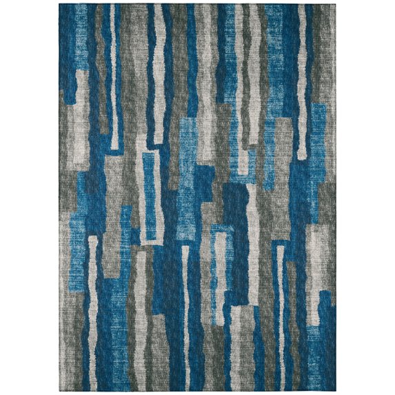 Addison Rugs Indoor/ Outdoor Addison Bravado Abstract Striped Washable Area Rug 10' x 14' - Blue