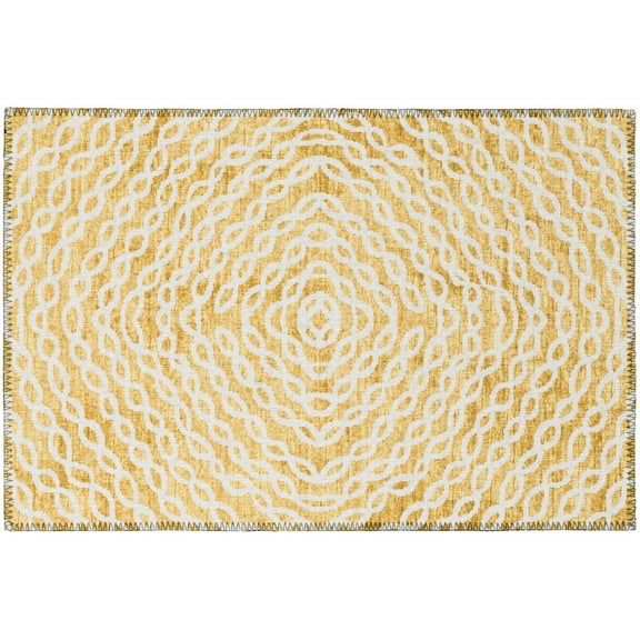 Addison Rugs Indoor/ Outdoor Addison Bravado Link Washable Area Rug 1'8" x 2'6" - Gilded