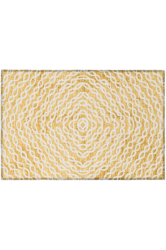 Addison Rugs Indoor/ Outdoor Addison Bravado Link Washable Area Rug 1'8" x 2'6" - Gilded