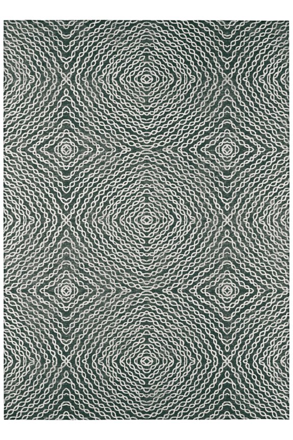 Indoor/Outdoor Grey Geometric 3' x 5' Non-Skid Area Rug