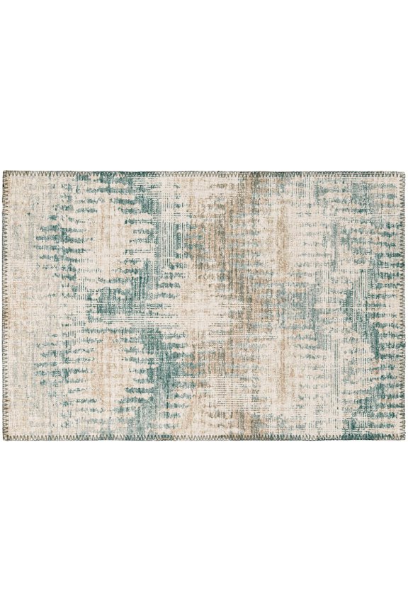 Indoor/Outdoor Ivory Coastal Ombre Chevron 1'8" x 2'6" Non-Skid Accent Rug