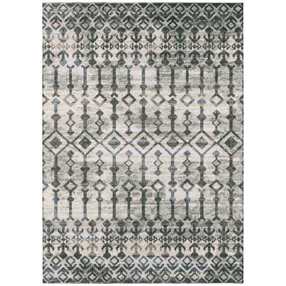 Bravado Indoor/Outdoor Grey Aztec/Incan 5' x 7'6" Non-Skid Area Rug