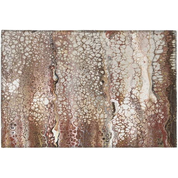 Karina Brown Contemporary Artistic Color Splash 1'8" x 2'6" Non-Skid Accent Rug