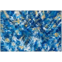 Karina Blue Contemporary Artistic Color Splash 1'8" x 2'6" Non-Skid Accent Rug